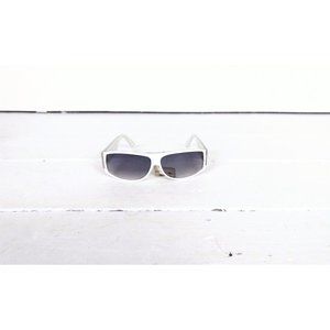 Vintage white clear striped plastic sunglasses striped wide band